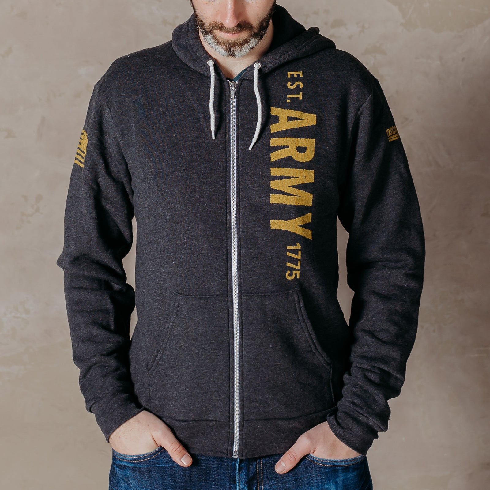 Army Vertical Logo Full Zip-Up Hoodie