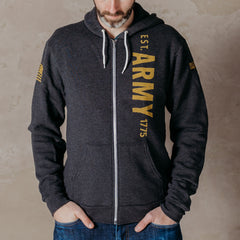 Army Vertical Logo Full Zip-Up Hoodie - Oscar Mike Apparel