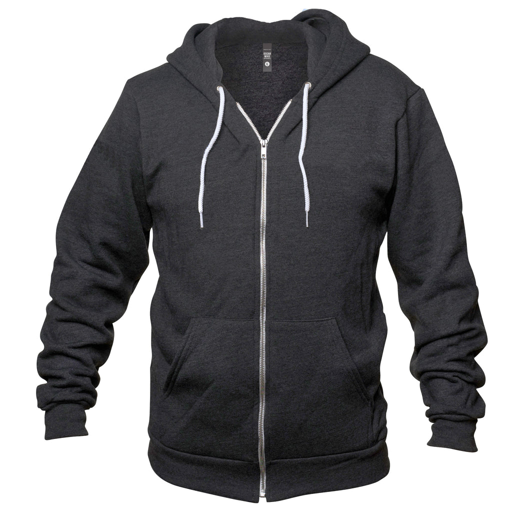 Blank Charcoal Full Zip Hoodie - Oscar Mike Apparel