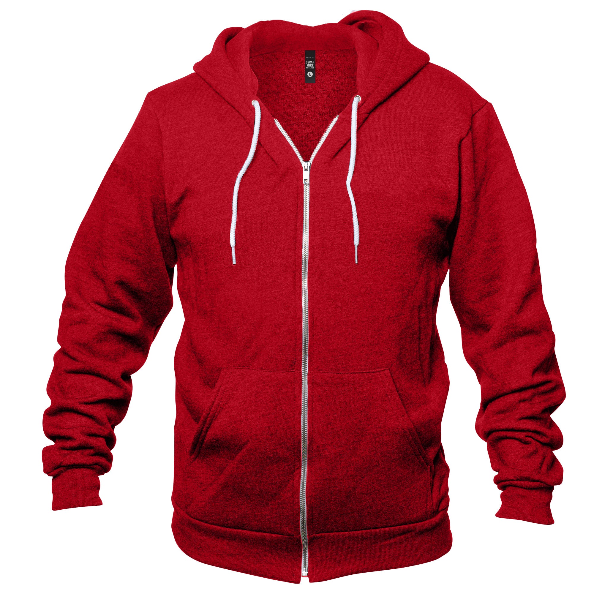 Blank Heather Red Full Zip Hoodie