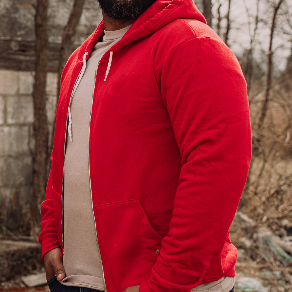 Blank Heather Red Full Zip Hoodie - Oscar Mike Apparel