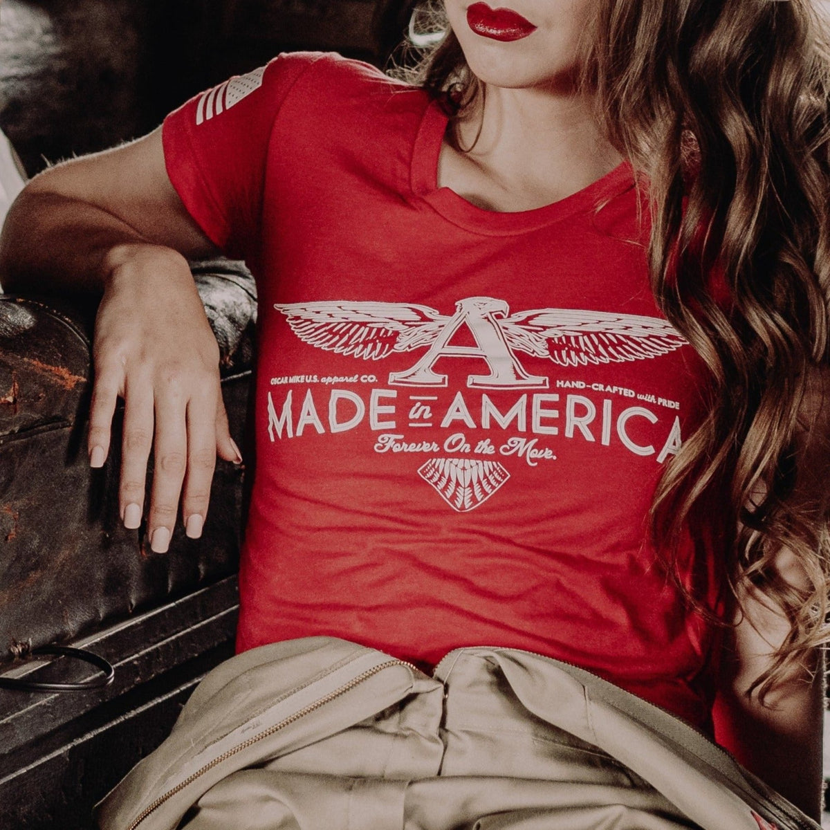 Women's American Made Wings Tee Heather Red / Medium Women's American Made Wings Tee Heather Red / Medium