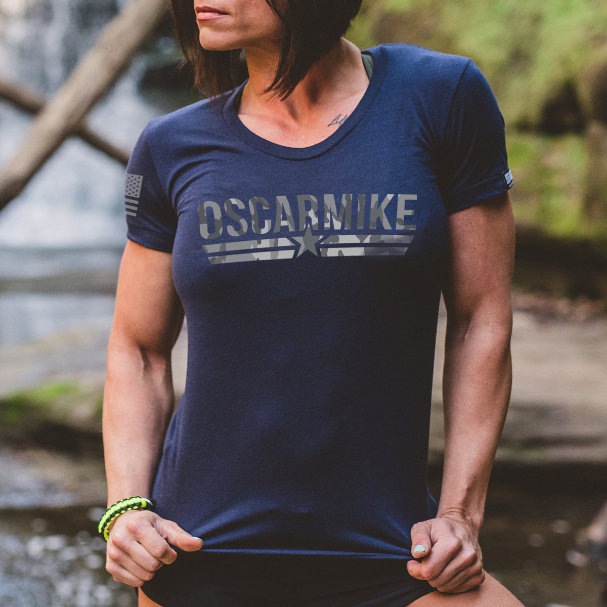 Women's Sea Camo Logo Tee - Oscar Mike Apparel
