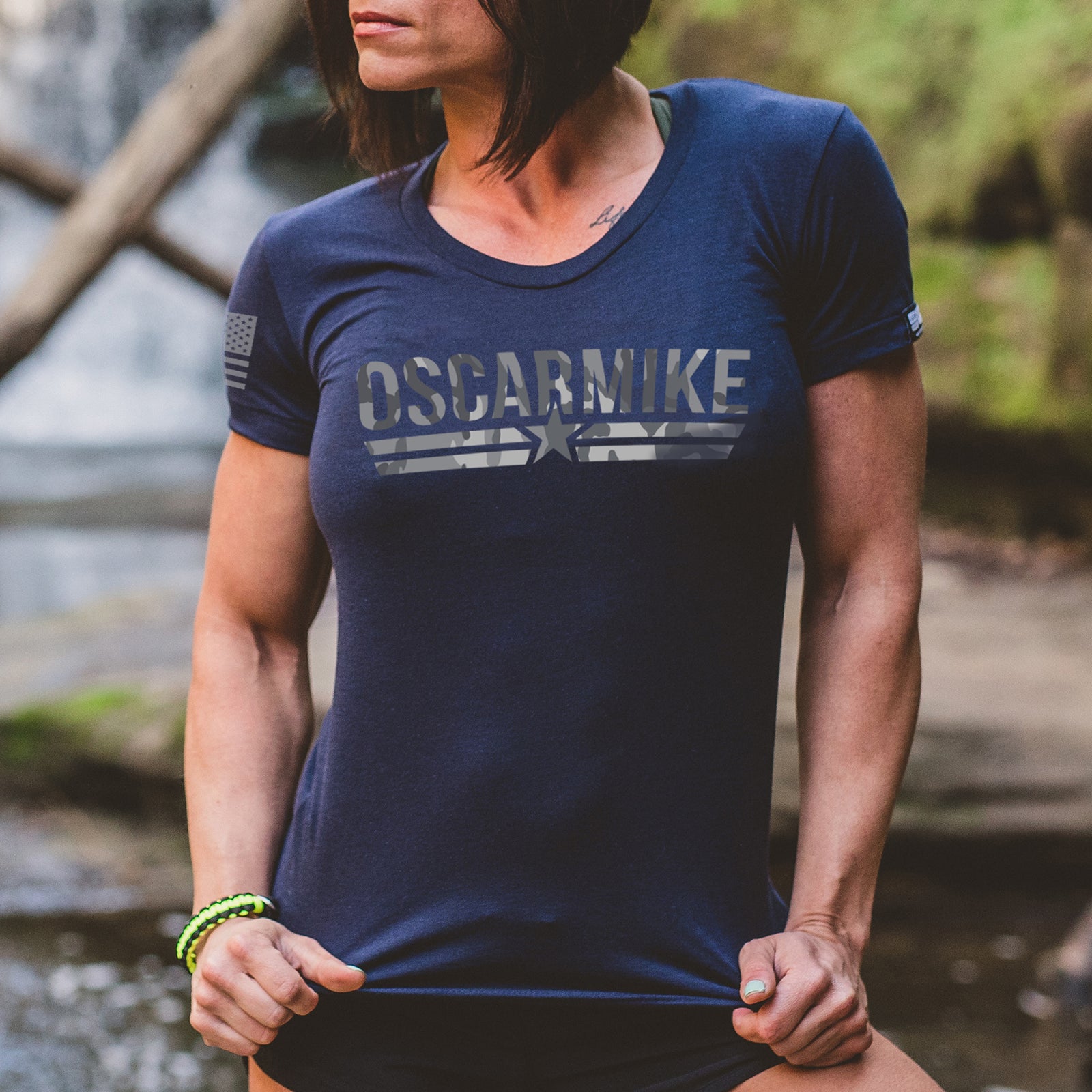 Women's Sea Camo Logo Tee - Oscar Mike Apparel