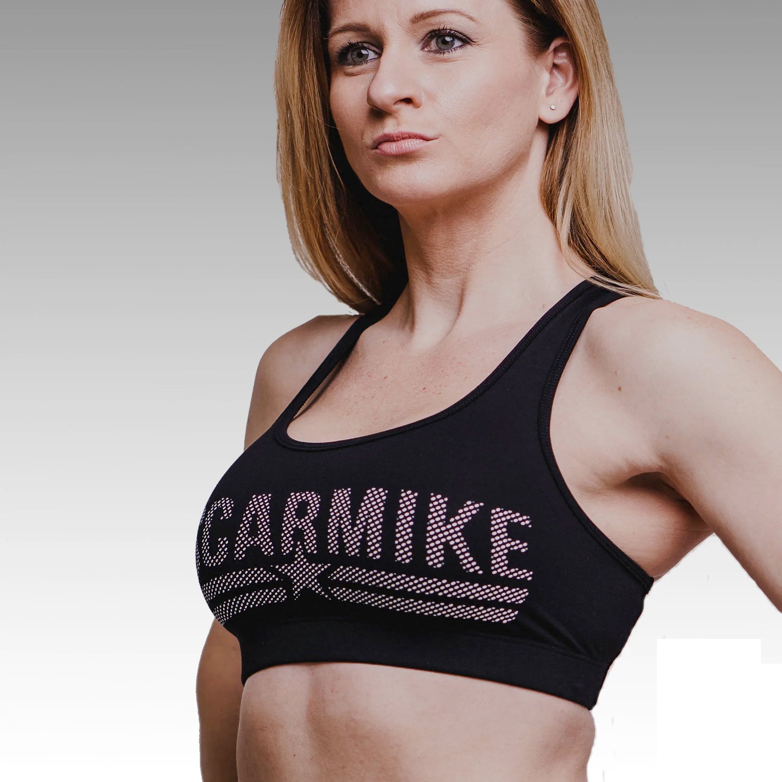 The Dual Peaks Sports Bra (Dotted Swiss Logo)