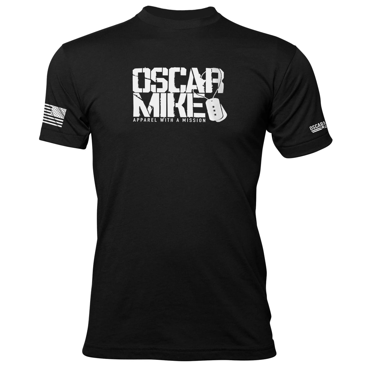 Dog Tags Tee - White Ink - Oscar Mike Apparel